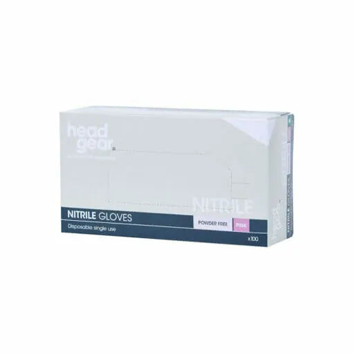 HEAD GEAR NITRILE GLOVES POWDER FREE-PINK-MEDIUM