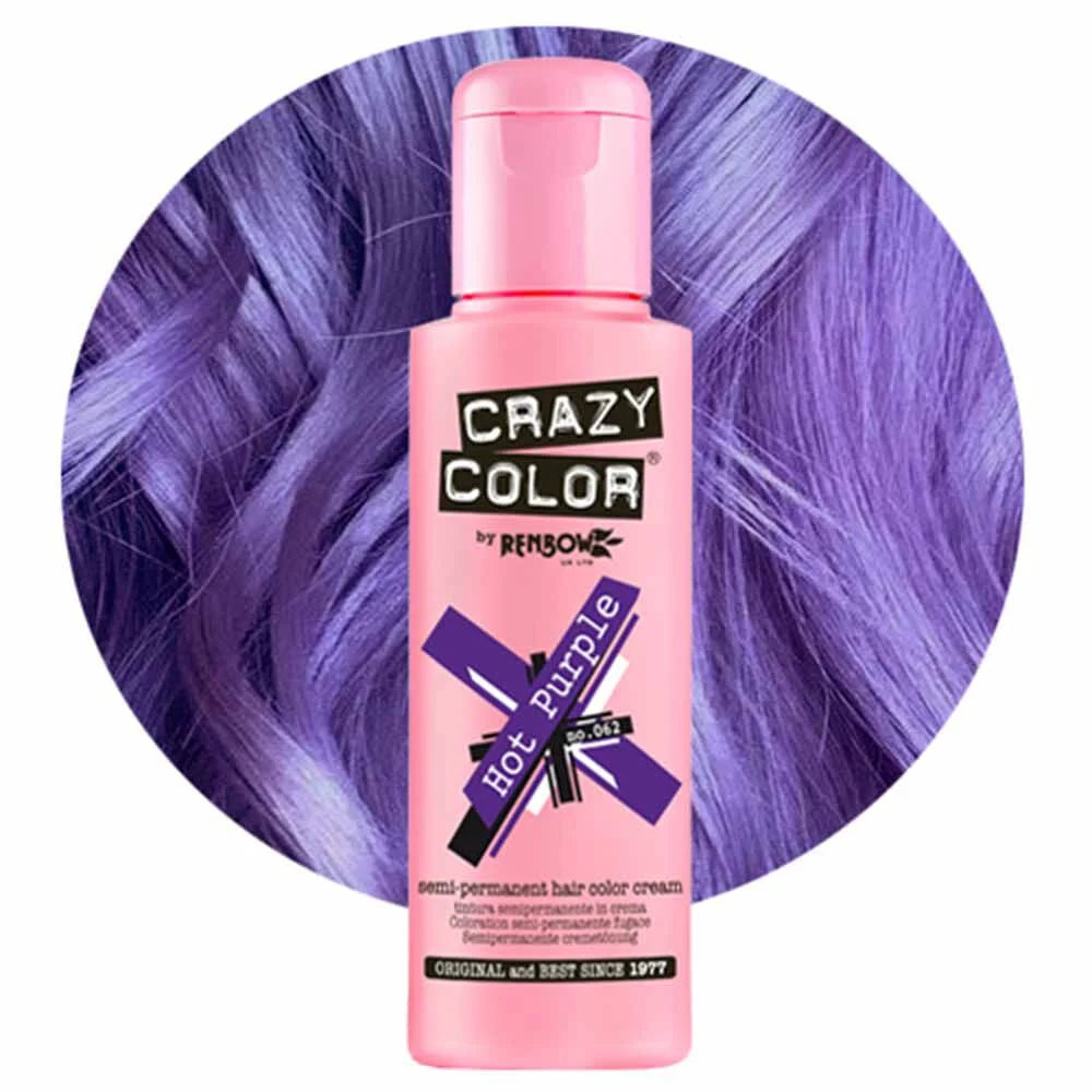 Crazy Color Hot Purple Semi-Permanent Bold Purple Hair Dye