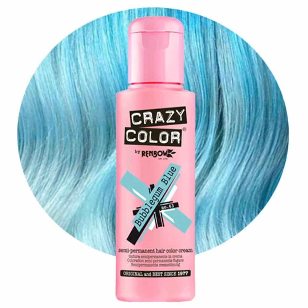 Crazy Color Bubblegum Blue Semi-Permanent Pastel Blue Hair Dye