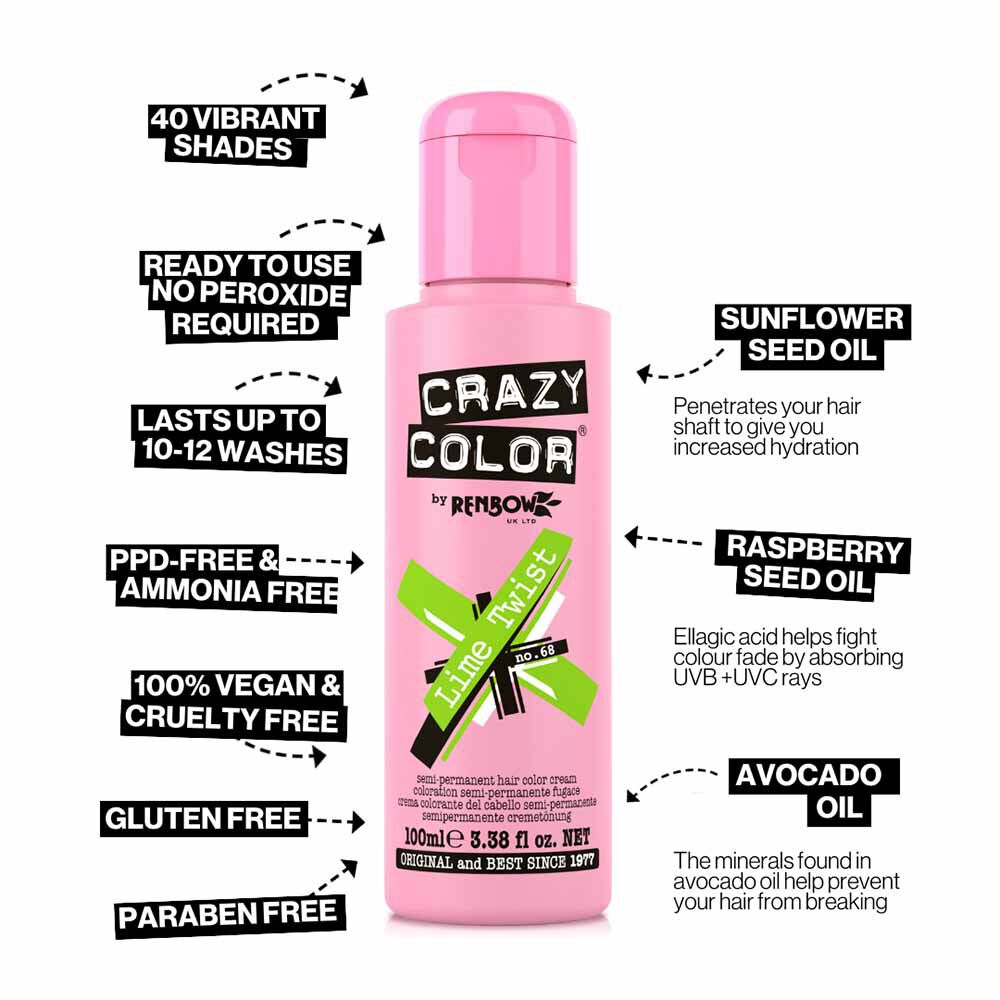 Crazy Color Lime Twist Semi-Permanent Bright Green Hair Dye