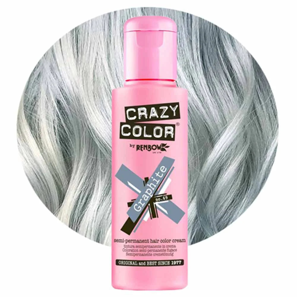 Crazy Color Graphite  Semi-Permanent Light Steel Grey Hair Dye