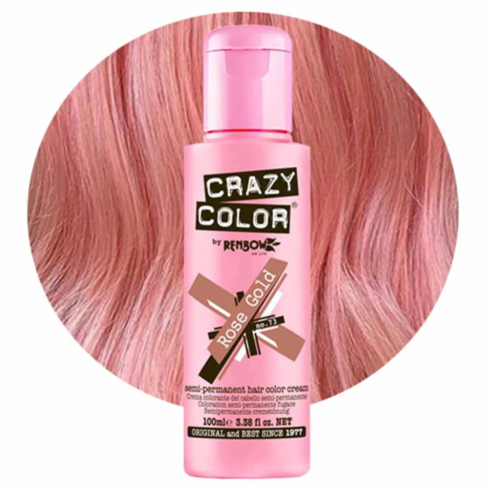 Crazy Color Rose Gold Semi-Permanent Metallic Pink Hair Dye