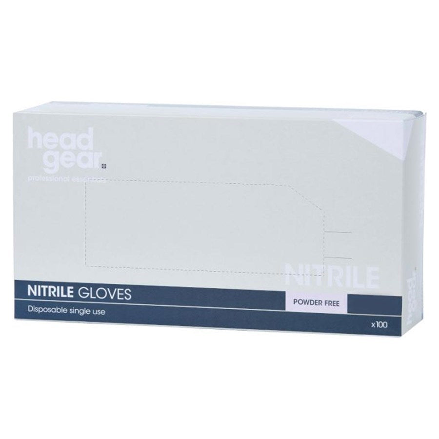 HEAD GEAR NITRILE GLOVES POWDER FREE MEDIUM BLACK (100)
