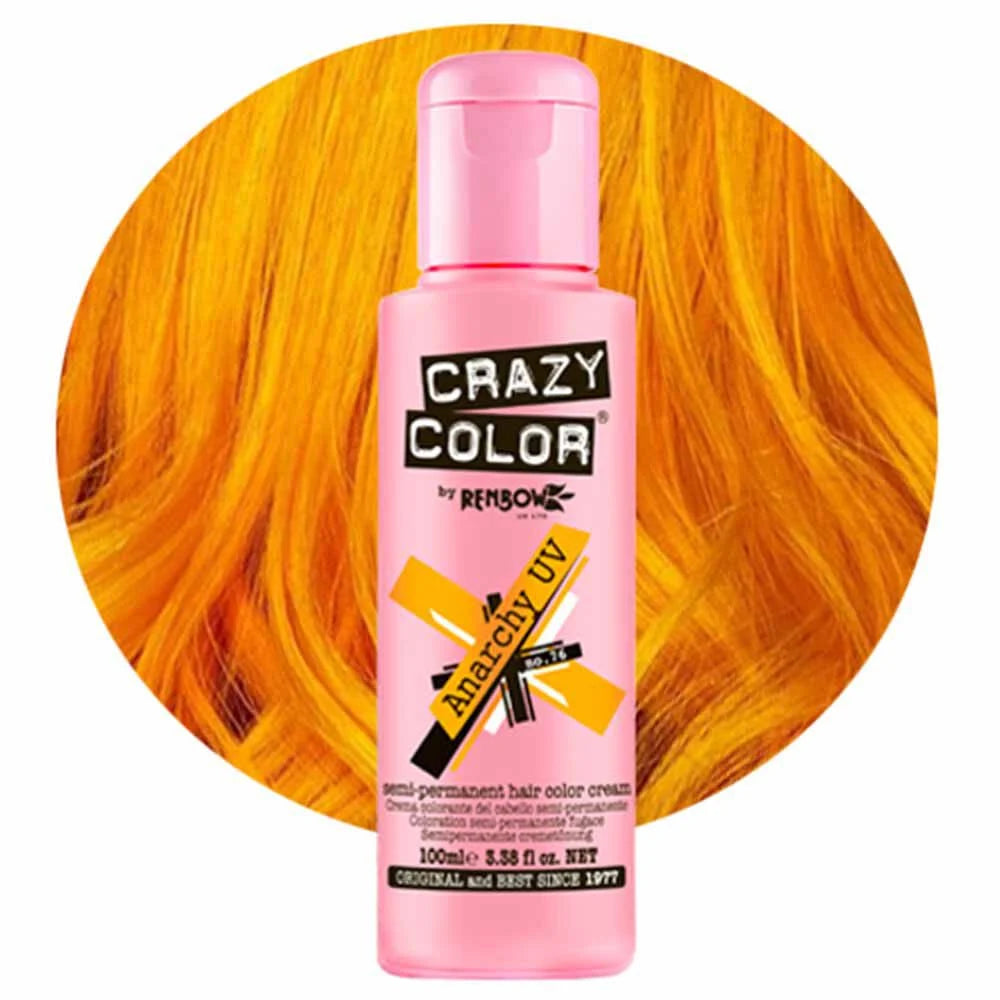 Crazy Color Anarchy UV Semi-Permanent Neon Orange Hair Dye.