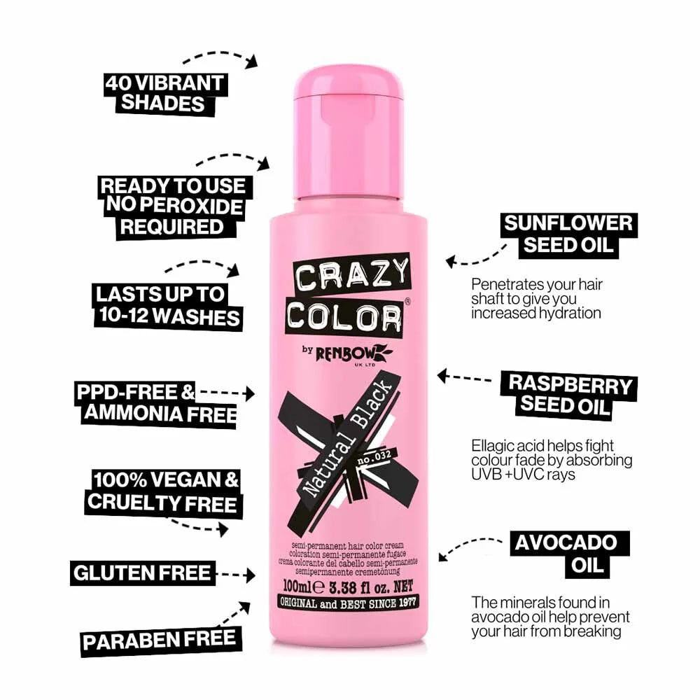 Crazy Color Natural Black Semi-Permanent Brown Black Hair Dye