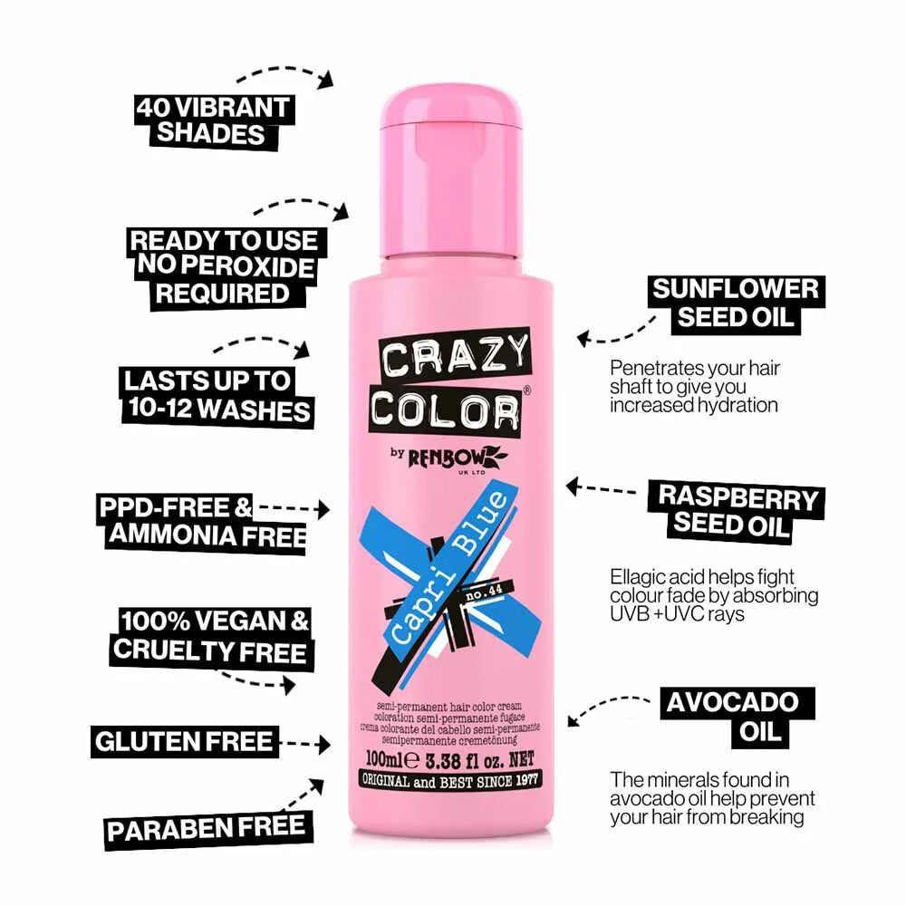 Capri Blue  Semi-Permanent Electric Blue Hair Dye