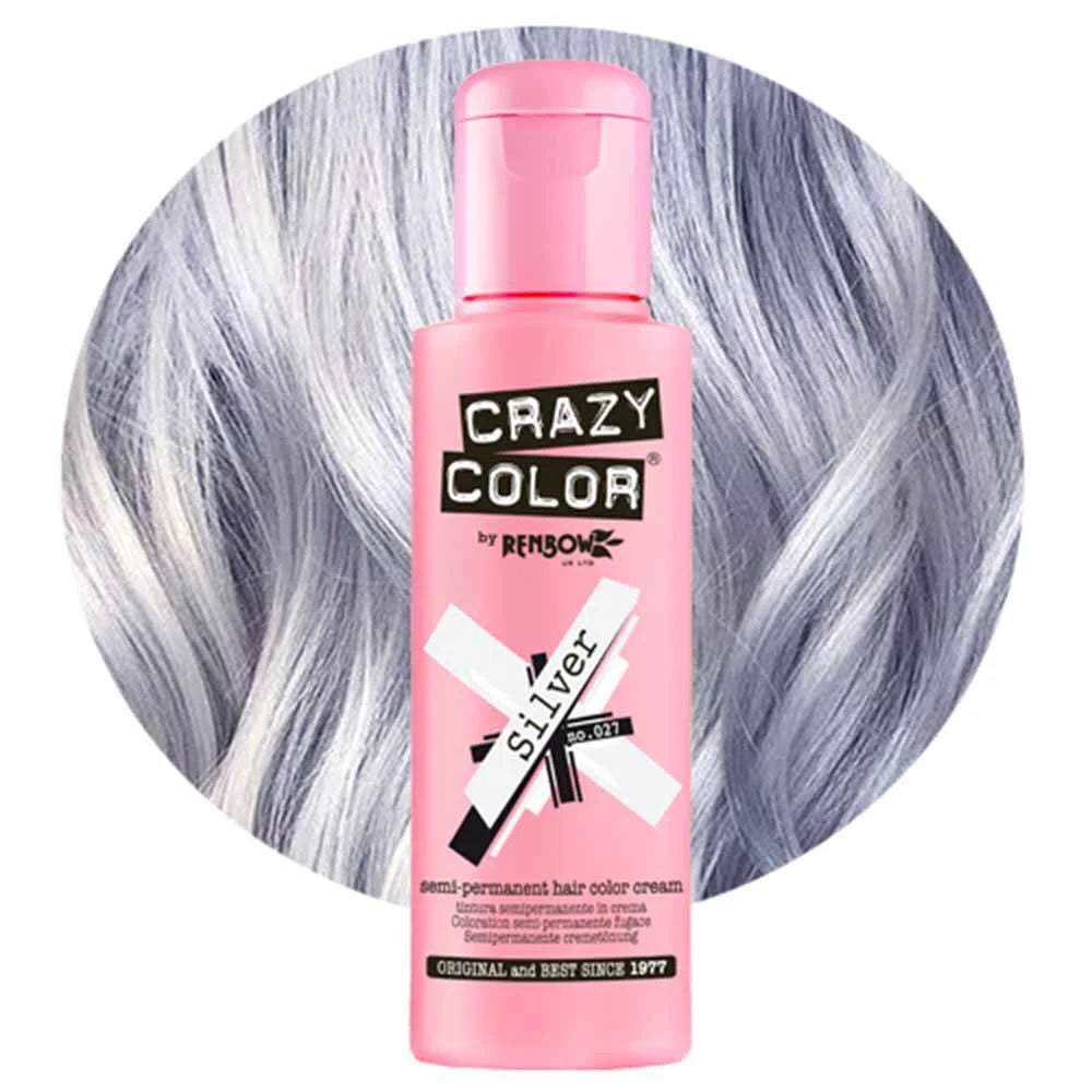 Crazy Color Silver Semi-Permanent Cool Grey Hair Dye