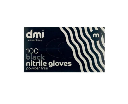 DMI NITRILE POWDER FREE GLOVES 100 BLACK (M)