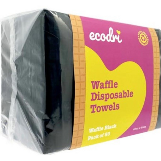 ECODRI WAFFLE DISPOSABLE TOWELS-BLACK (50)