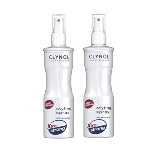 CLYNOL STYLING SPRAY XTRA STRONG SPRAY 250ML X2 BOTTLES