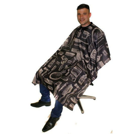 HAIR TOOLS VINTAGE BARBER CHARCOAL CUTTING GOWN/CAPE 61592